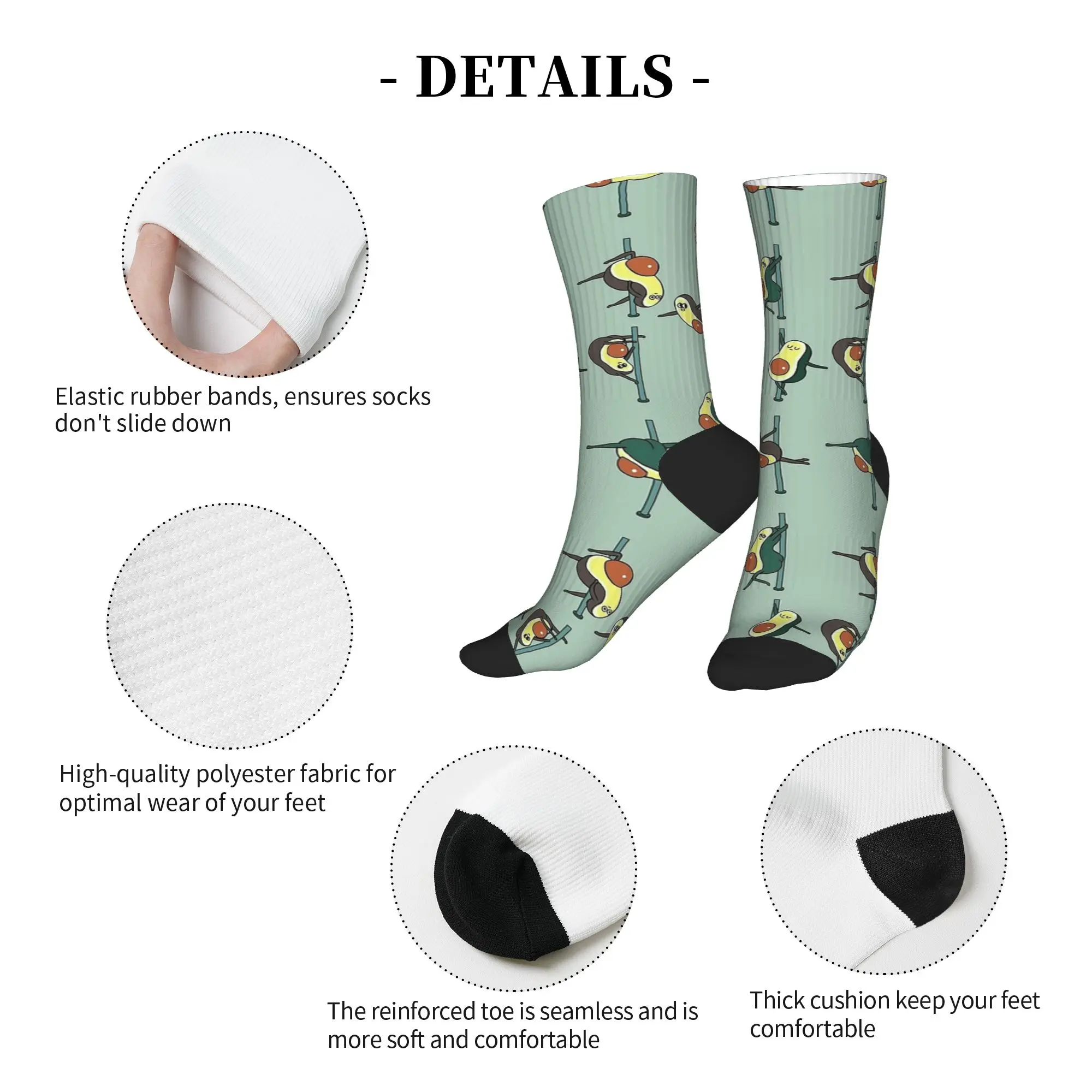 Unisex Men Socks Avocados Pole Dancing Club  Stockings Non-Slip Medium Soft Socks Winter Casual Pattern Outdoor Sports Socks