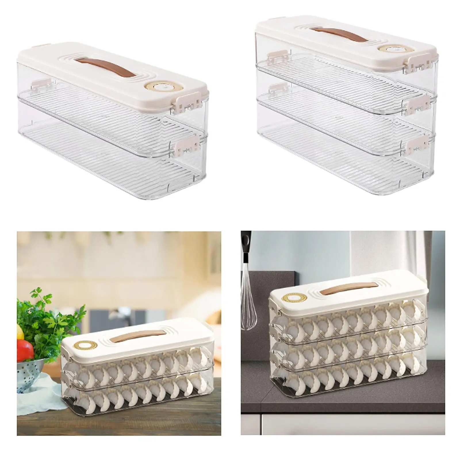 Food Storage Container Transparent Striped Anti Stick Bottom Dumpling Storage Box for Meat Snack Sandwiches Wontons Party