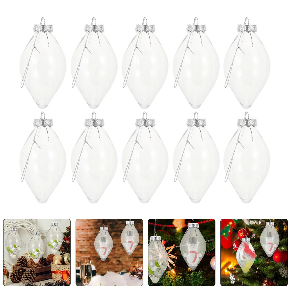 

24Pcs Transparent Fillable Ball Ornament Bulb Shaped Plastic Christmas Decor Hanging for Tree Party Wedding Celebration Decor