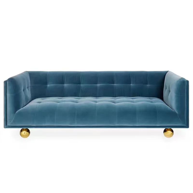 xx-Luxury American Sofa Set Furniture Living Room Matel Leg Velvet Sofas Modern Hotel Lobby Furniture&