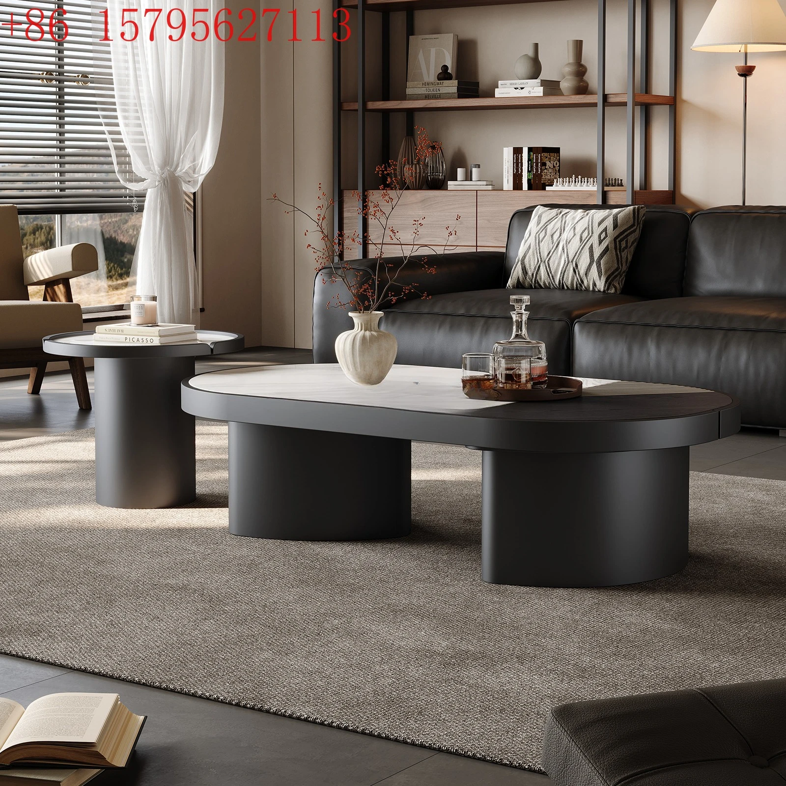 Italian minimalist living room super crystal stone coffee table household tea table 2025 new small apartment light luxury