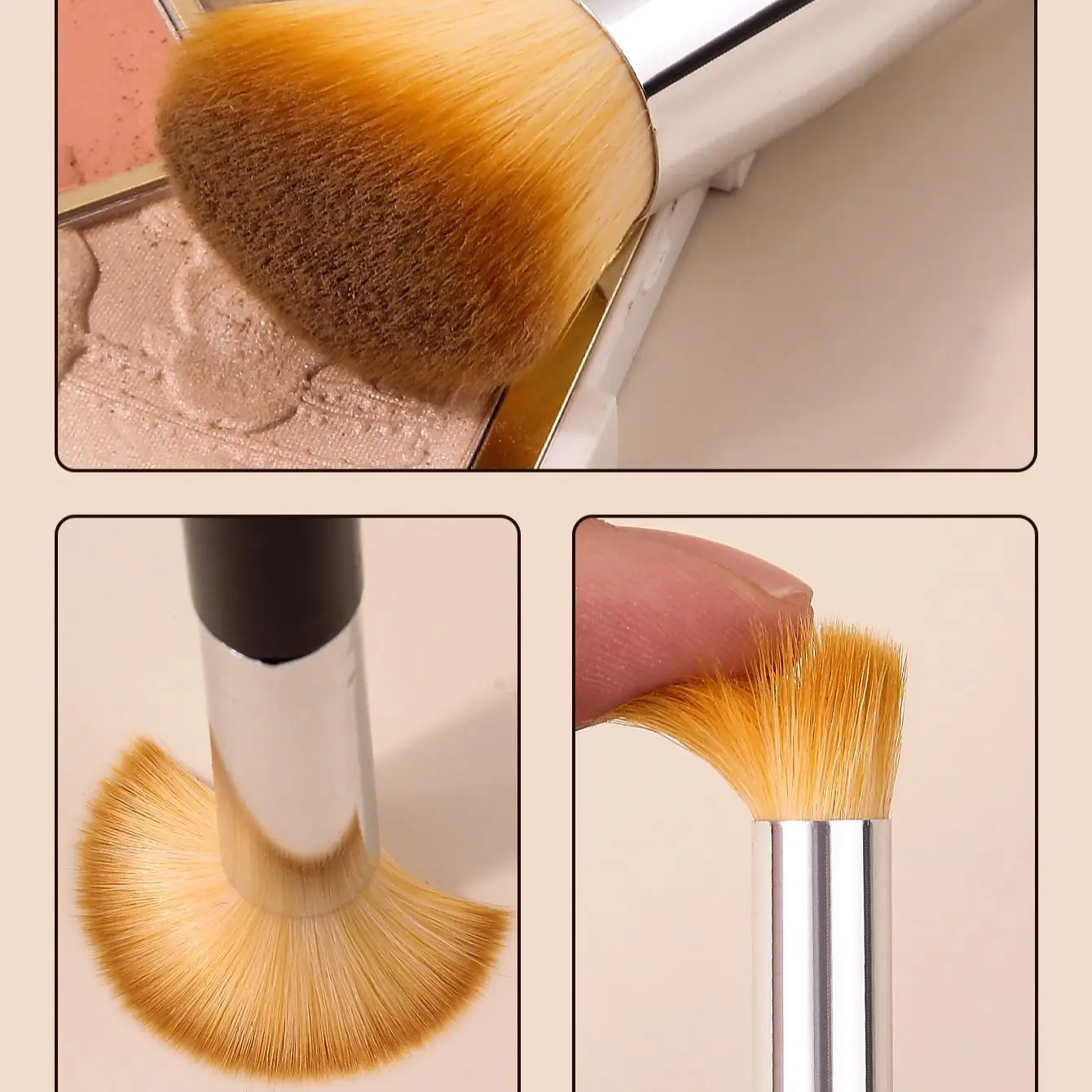 3 stks multifunctionele make-up borstel hoogtepunt borstel zachte haren draagbare blush borstel smudge borstel beginner make-up tool borstel