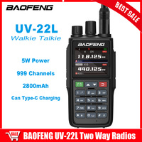 BAOFENG UV-22L Walkie Talkie 5W 2800mAh 999 Channels Support USB Charging BF-UV22L Portable Two Way Radios New Arrival UV22