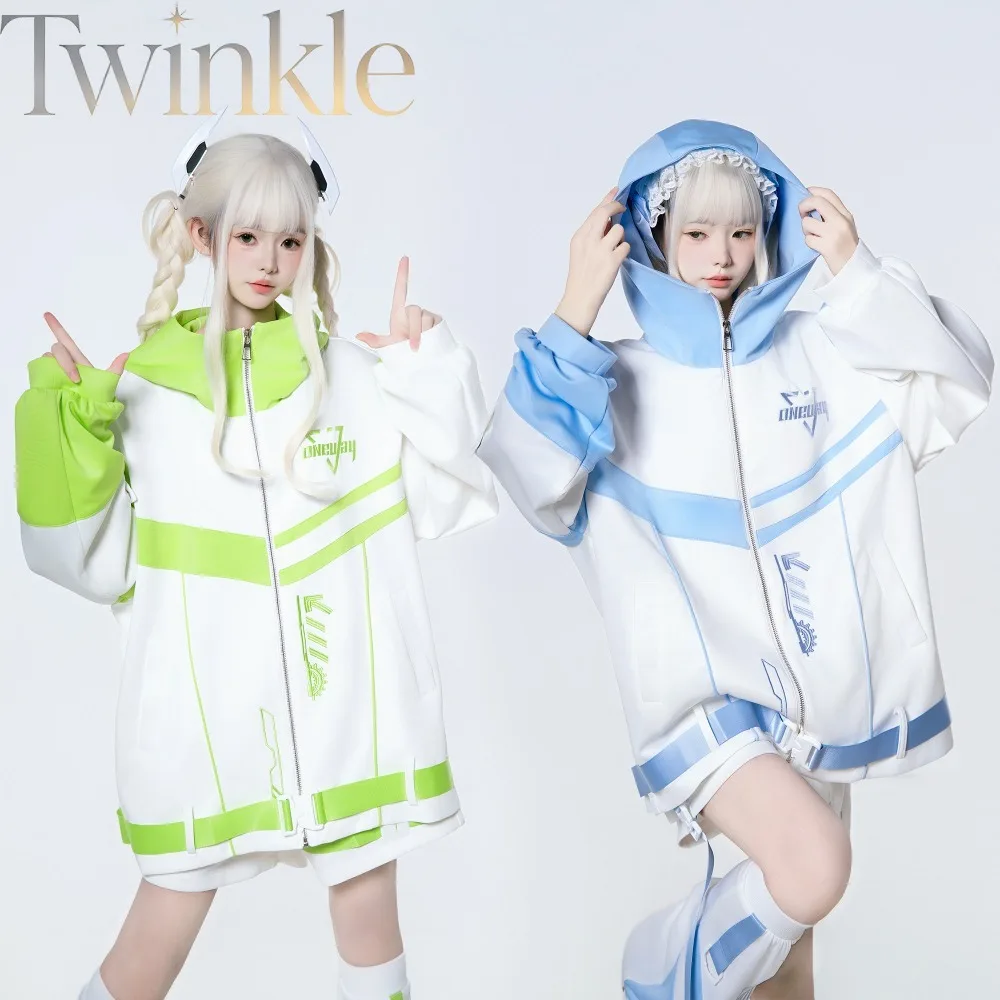 Techwear Two Piece Set Women Plus Size Japanese Streetwear Jacket Cropped Top Fall Fashion