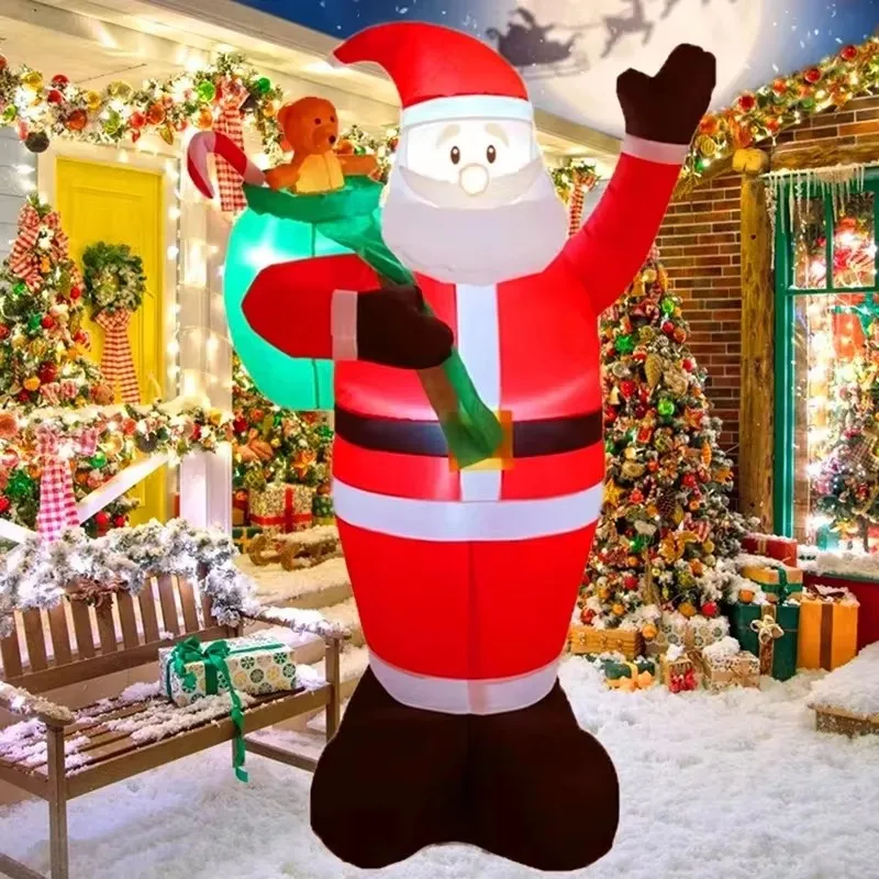 Outdoor Christmas Decoration Inflatable Toys LED Lights 1.8M Santa Claus Bear Xmas Inflatable Model Party Yard & Garden Decors