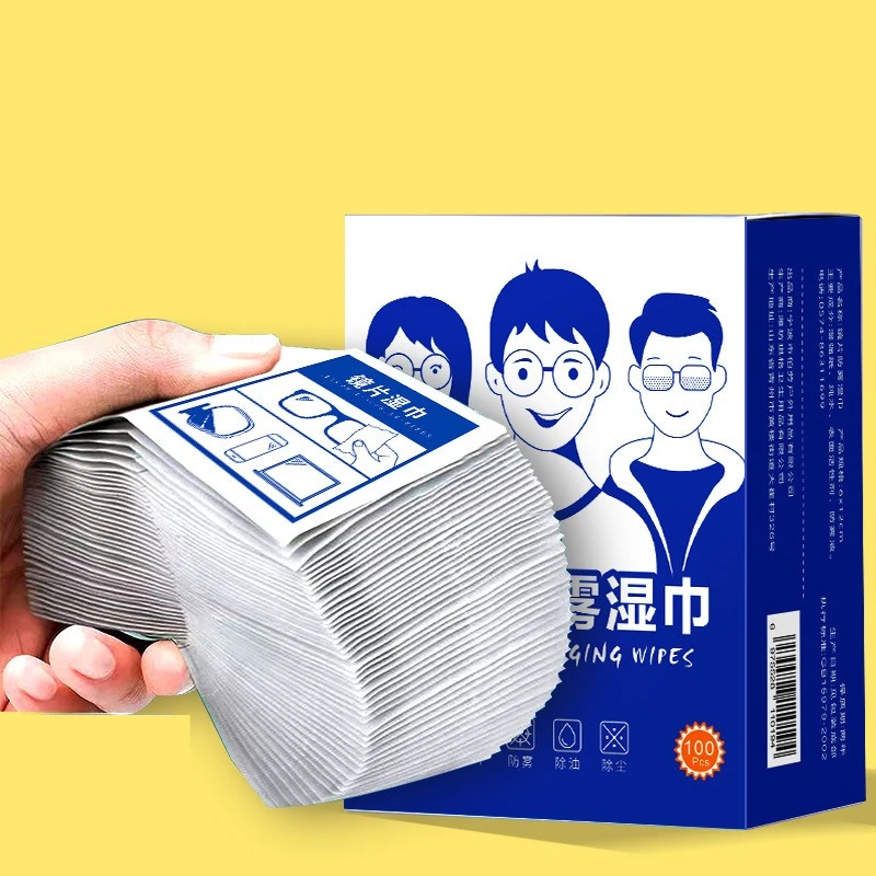 100pcs Glasses Cleaning Wipes Anti Fog Antibacterial Portable Lens Cleaner Cloth Special for Eyeglass Lens Wiping