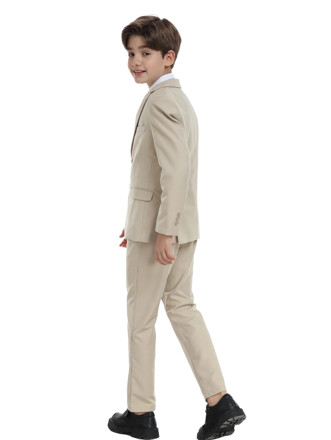 Jungenanzug, 5-teilig, Jacke, Weste, Hose, Hemd, Krawatte, zufällige Farbe, für Hochzeit, Geburtstag, Party, Geschenk, Auftrittsuniform, Schuluniformen, Größe 4–16 Jahre – Detail 4