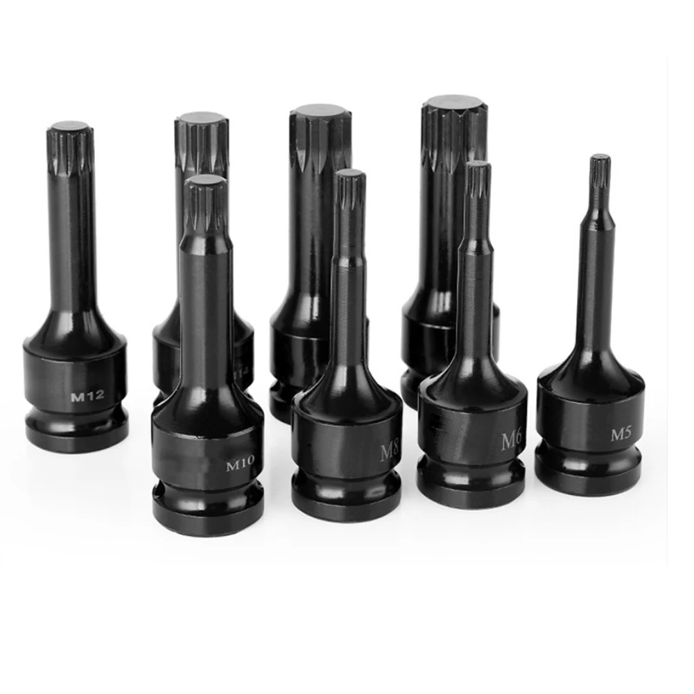 Machine Repair Tool 12-Point Socket Head 1/2 Inch Drive Adapter Black Color CR-MO Material Carpentry Tool Home DIY Tool