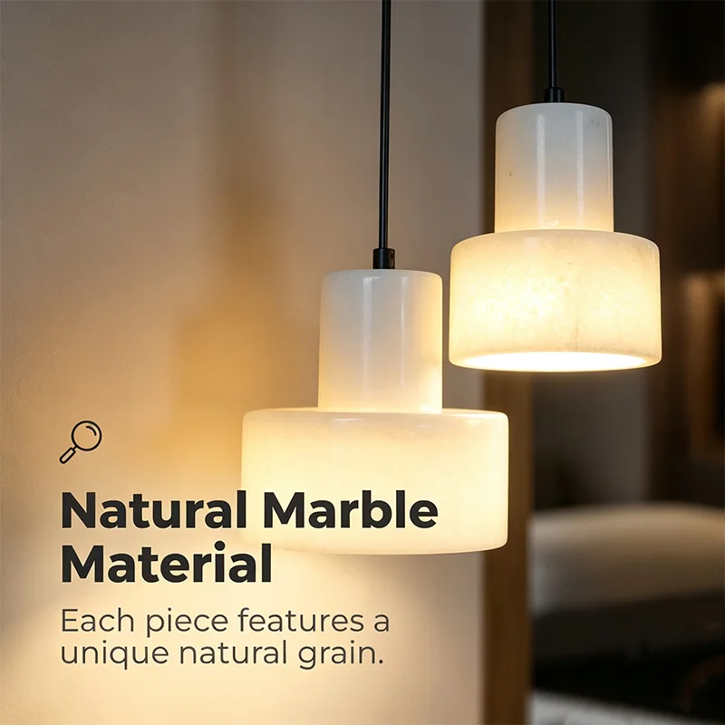Spanish Natural Marble Hanging Light New Chinese Style for Entrance Hall Balcony Dining Room Bar Counter Master Bedroom