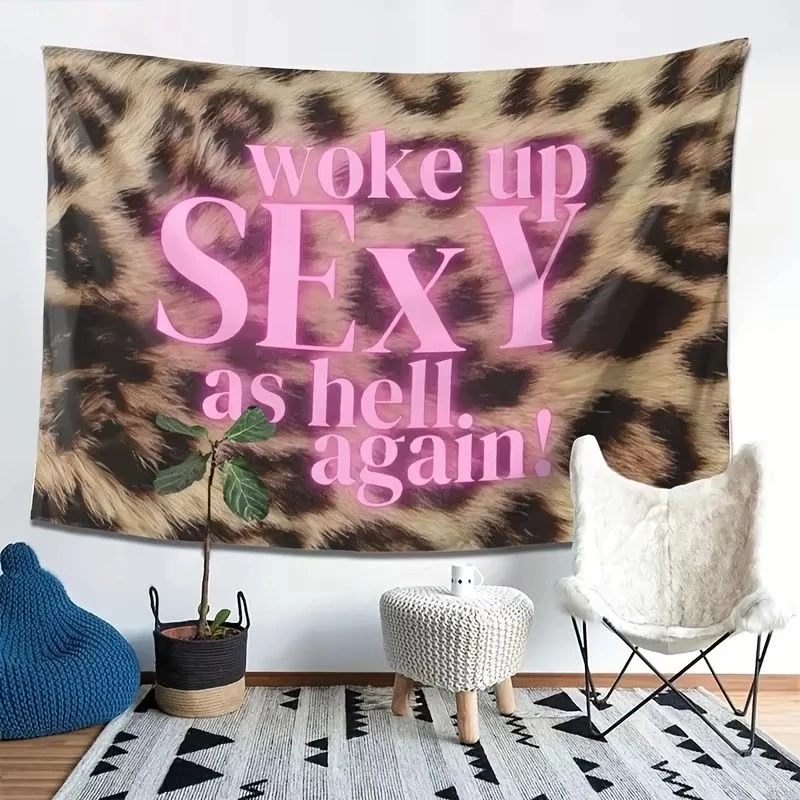 Retro Leopard Pink Hot Girl Tapestry Background Girl Sweet Cool Atmosphere Wall Decoration Room Decoration