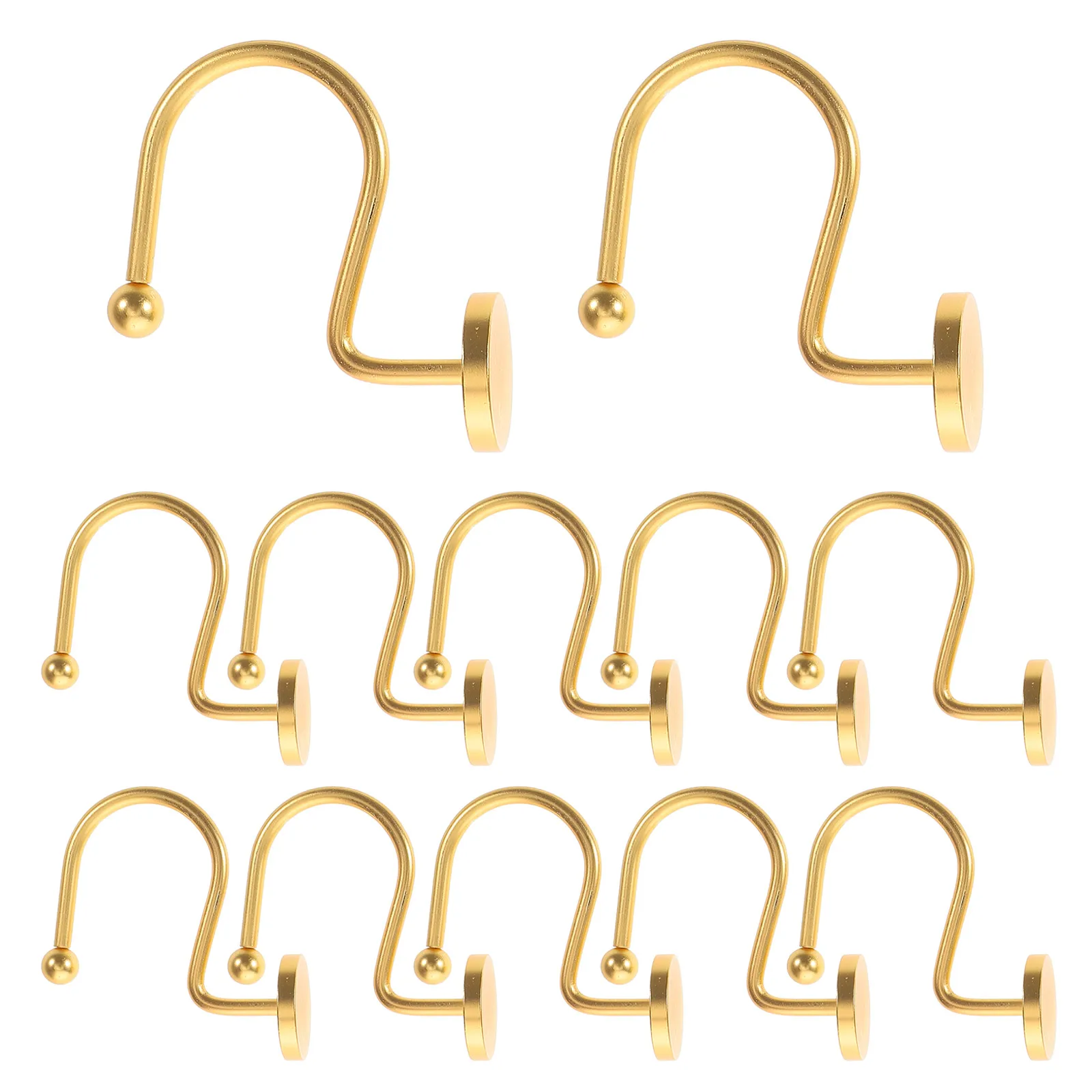 

12 Pcs Bathroom Shower Curtain Hooks Gold Rings Brushed Metal Round Design Easy Installation Versatile Use Decorative