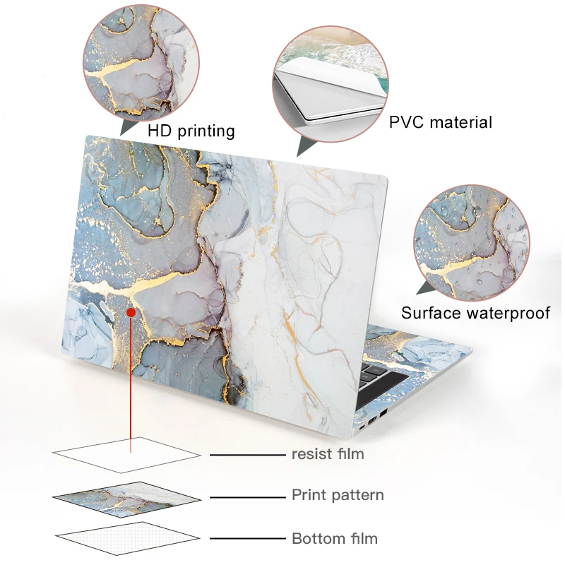DIY Colorful Marble Laptop Sticker Skin For MacBook Air 11 Air 13.3 2020 Pro For 13/HP/DELl/Lenovo