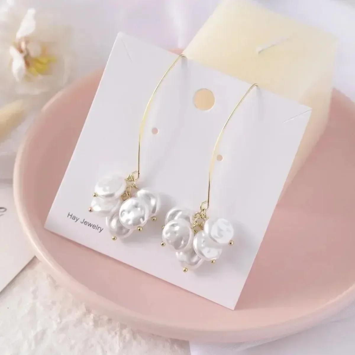 New Baroque Pearl Drop Earrings - Vintage Geometric Pendant Jewelry for Women, Elegant Bridal Wedding Gift
