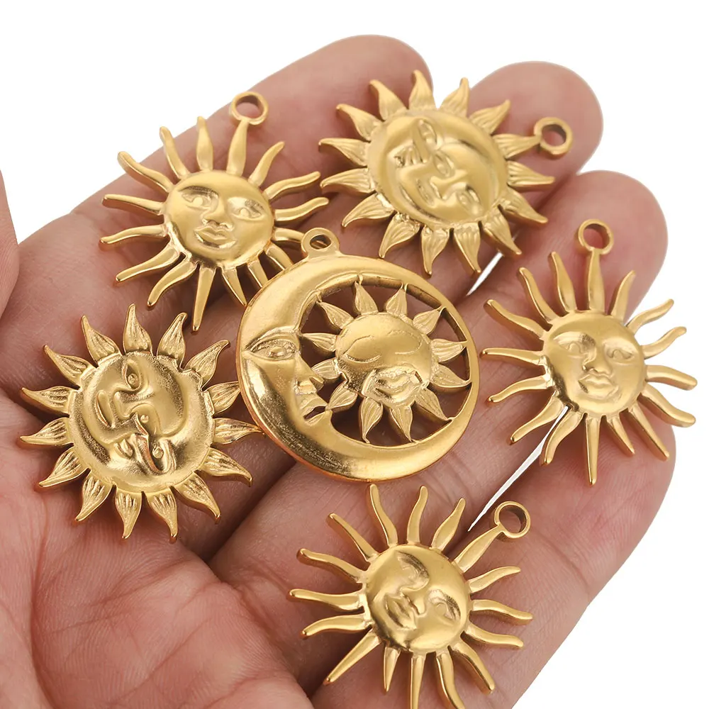5 sztuk ze stali nierdzewnej uśmiechnięty parasol słońca księżyc Charms do złączy do biżuterii kolczyki akcesoria do rękodzieła dla majsterkowiczów komponenty do biżuterii luzem