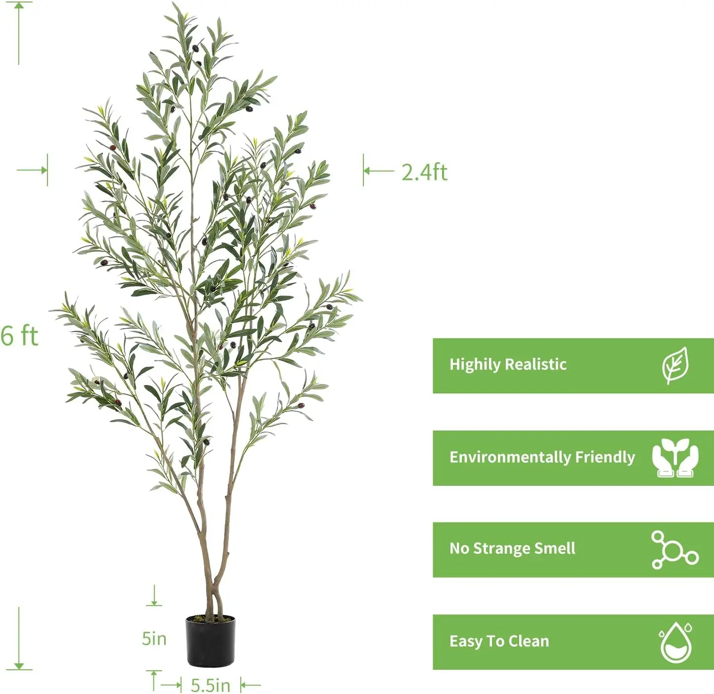 Faux Olive Tree 4/6/7/8ft, Tall Fake Potted Olive Trees Artificial Indoor, Large Artificial Olive Tree Plant with Branches