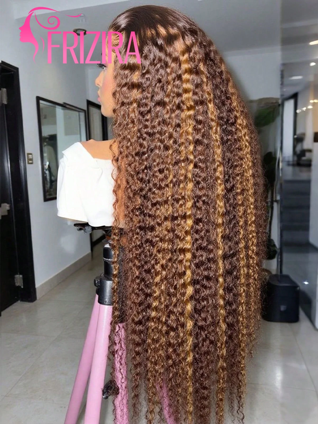 

13x6 Highlight Deep Wave Lace Front Wigs Human Hair 250% Density Deep Curly Human Hair Wig Pre Plucked P4/27 Ombre HD Lace Frontal Wigs With Baby Hair For Women