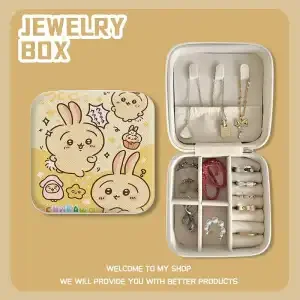 Jiyikawa Usachi Boîte à bijoux portable pour boucles d'oreilles, colliers, bagues, bracelets – Petite boîte de rangement pour accessoires de mode