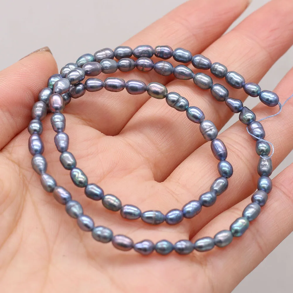 Natural Fresh Water Pearl Black Grain Shape 3-4mm DIY for Jewelry Making Necklaces Accessories Bracelet Earrings Gift