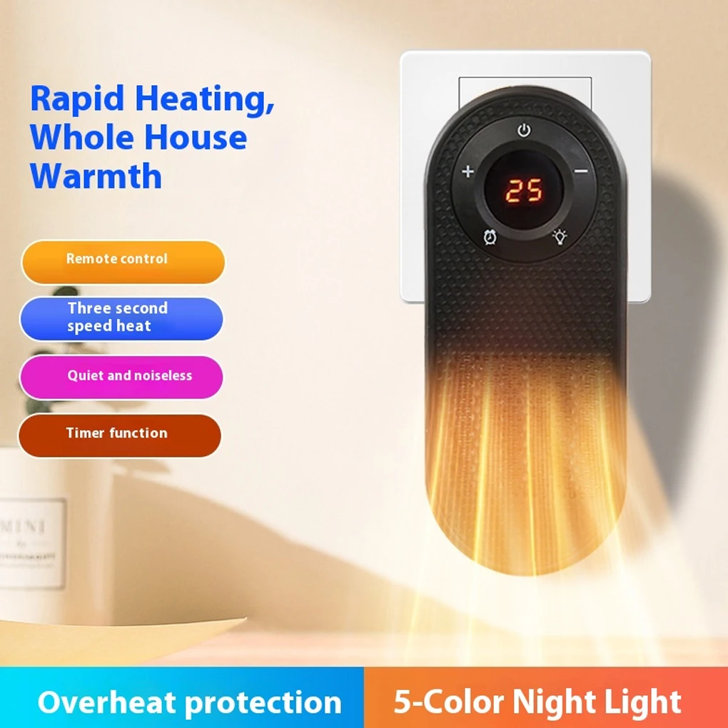 سخان مكتبي صغير محمول مع شاشة LCD عن بعد تسخين سريع سخان مكتب كفاءة في استخدام المكاتب المنزلية قابس الولايات المتحدة/الاتحاد الأوروبي