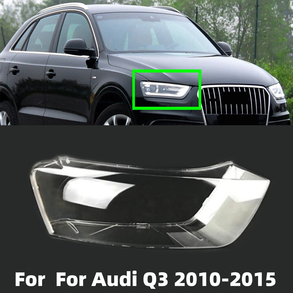 

Clear Car Lamp Shell Front Headlight Lens Cover For Audi Q3 2010 2011 2012 2013 2014 2015 Transparent Lampshade