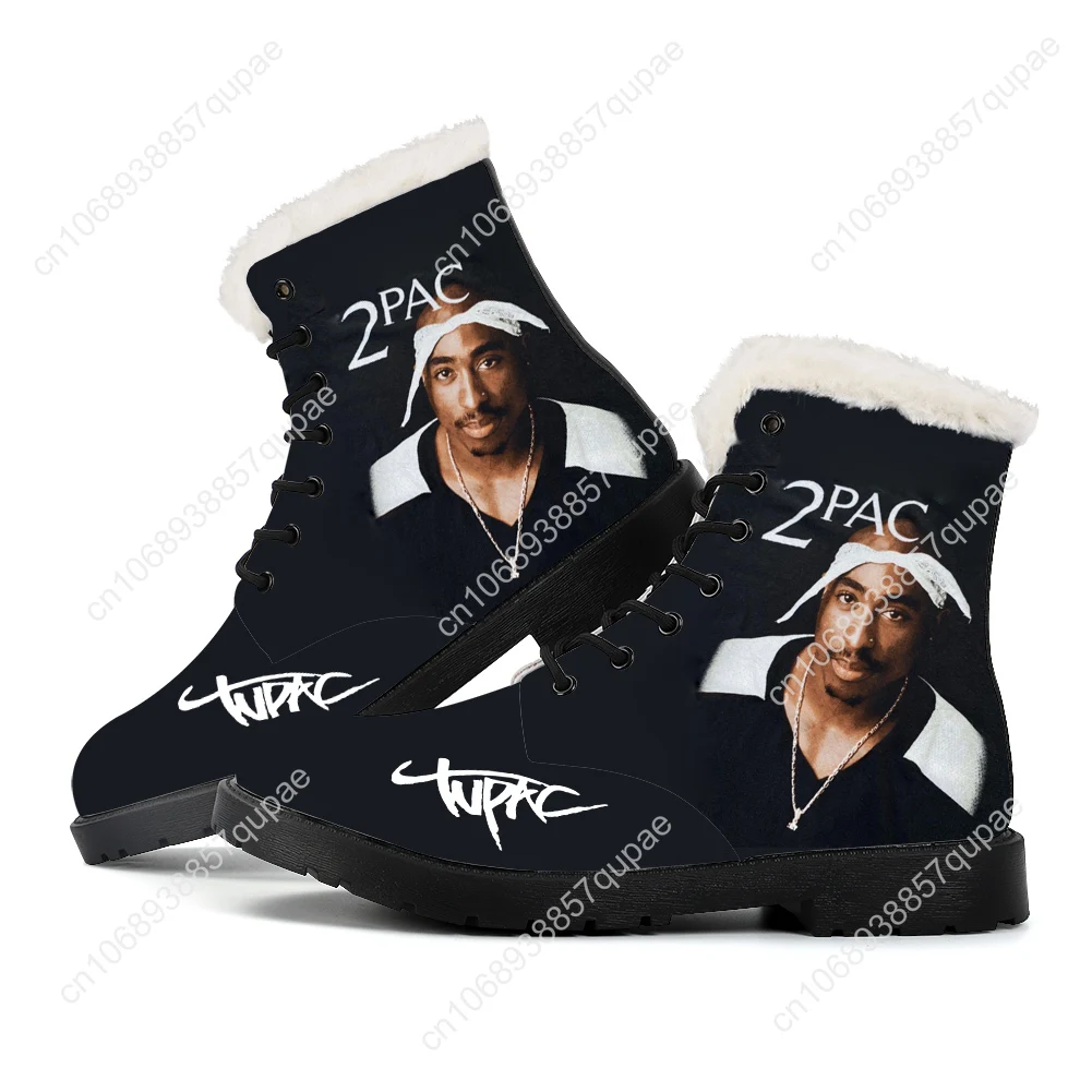 Tupac Rapper 2Pac Plush Boots Hip hop singer Mens Womens Teenager Shoes Casual Boot Light High Quality Couple Customize Shoe