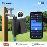 GIRIER-Temporizador de agua inteligente, controlador de riego automático con entrada de latón, WiFi, alimentado por energía Solar, No requiere concentrador