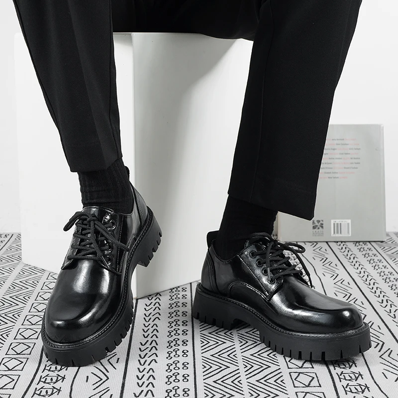 

Мужские кожаные туфли на толстой подошве. Повседневная обувь в британском стиле для офиса и бизнеса. Четырехсезонная обувь. Роскошное качество. Универсальная обувь 38-46.