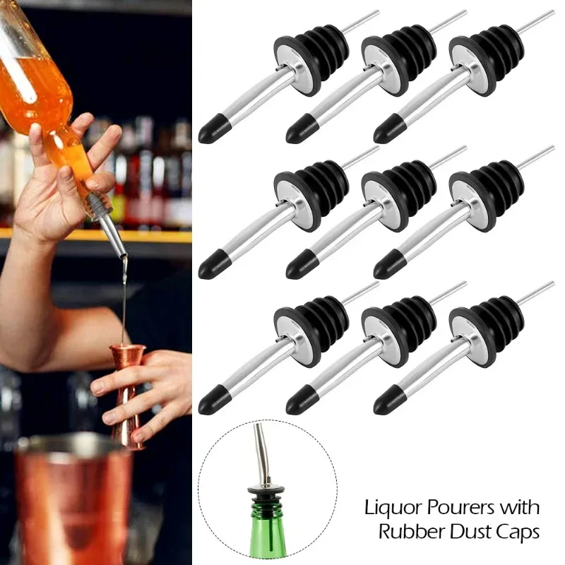 12/24pcs Stainless Steel Classic Bottle Pourers Tapered Spout Liquor Pourers Flow Wine Bottle Pour Spout Stopper Bar Accessories