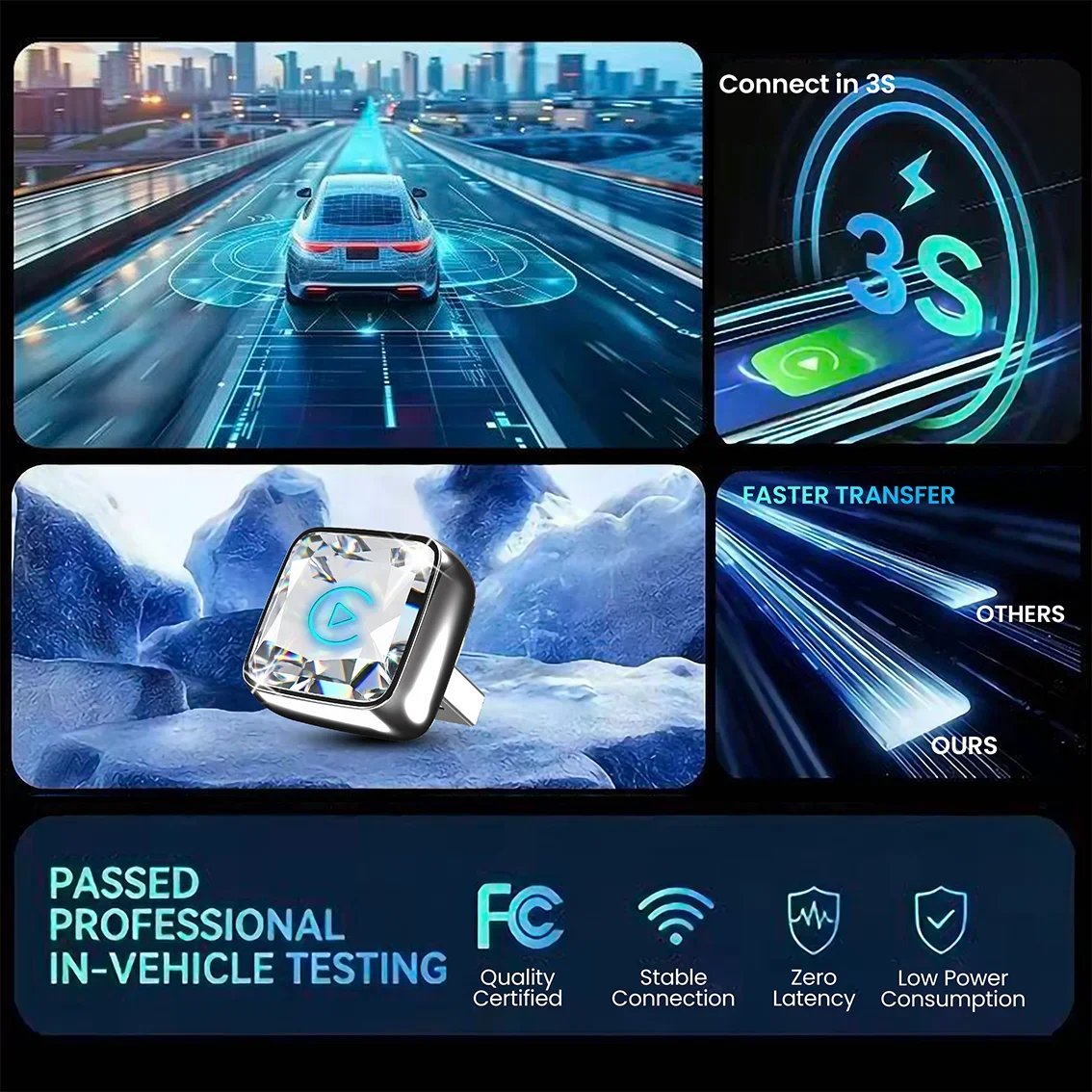 CarRocket Mini 2in1 Wireless Adapter Wireless CarPlay Android Auto For OEM Car Plug and Play WiFi Bluetooth Auto Connection view 3