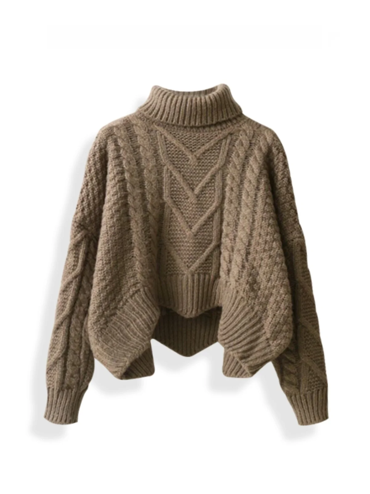 

Retro Japanese Sle Loose Knitted Sweater Women's Autumn New Design Slimming Overhead Top Trendy High Collar Long Sve