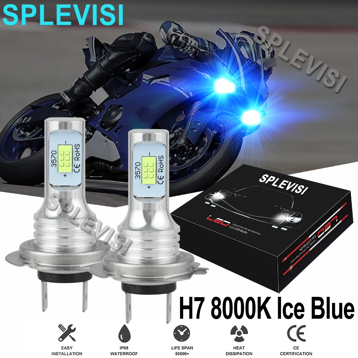 

2x70 Вт 8000K светло-голубая фара для мотоцикла Yamaha R6 2006 2007 2008 2009 2010 2011 2012 2013 2014 2015 2016 2017-2018