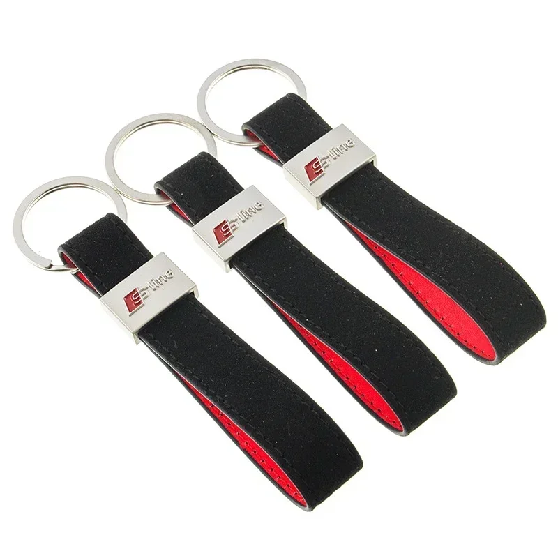 Suede Car Keychain Key Ring Holder for Audi Sline S4 S5 S6 S7 S8 RS4 RS5 Q3 Q5 Q7 Q1 A1 A11 A7 A8 A4L R8 TT Auto Keyring Pendant