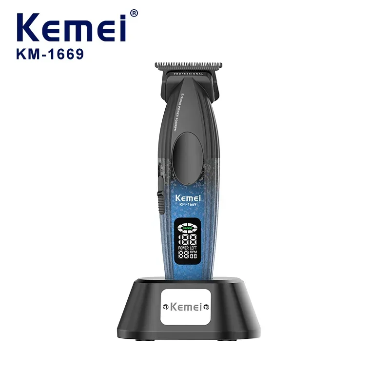 Kemei KM-1669 USB charging base professional cordless electric hair clipper, hair salon specific high-speed hair clipper