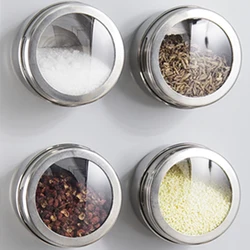 70ml Magnetic Spice Jar Sealed barbecue storage box powder box stainless steel Wall-mounted seasoning tank set with stickers