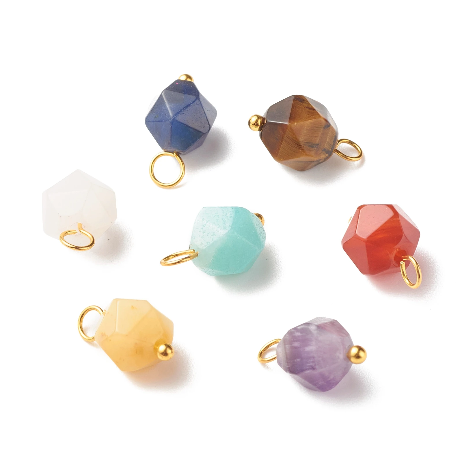 

10pcs Natural Genmstone Charms Faceted Round Stone Pendant For Handmade DIY Bracelet Earrings Necklace Jewelry Making Accessorie