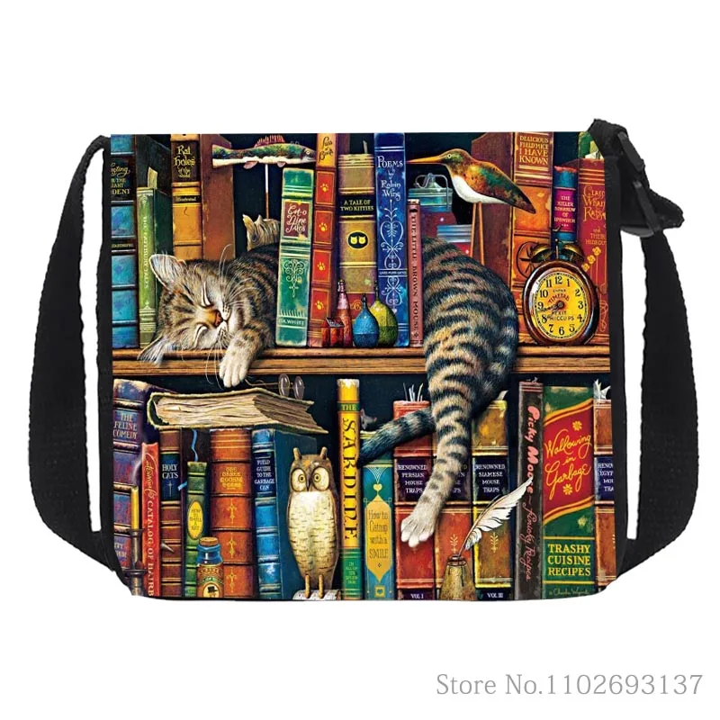 Lovely Painting Cat Handbag Women Fashion Underarm Bags Portable Cute Adjustable Length Messenger Bag Tote Storage Bags Gift