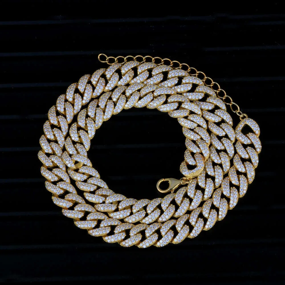 

Amuse 925 Silver Iced Out Moissanite High Quality Hip Hop Miami Cuban Link Chain Gold Plated Cuban Link Necklace for Men Women