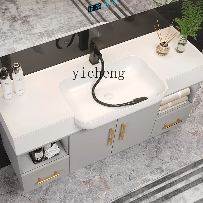 XL bathroom cabinet modern simple bathroom Corian integrated basin washbasin cabinet combination