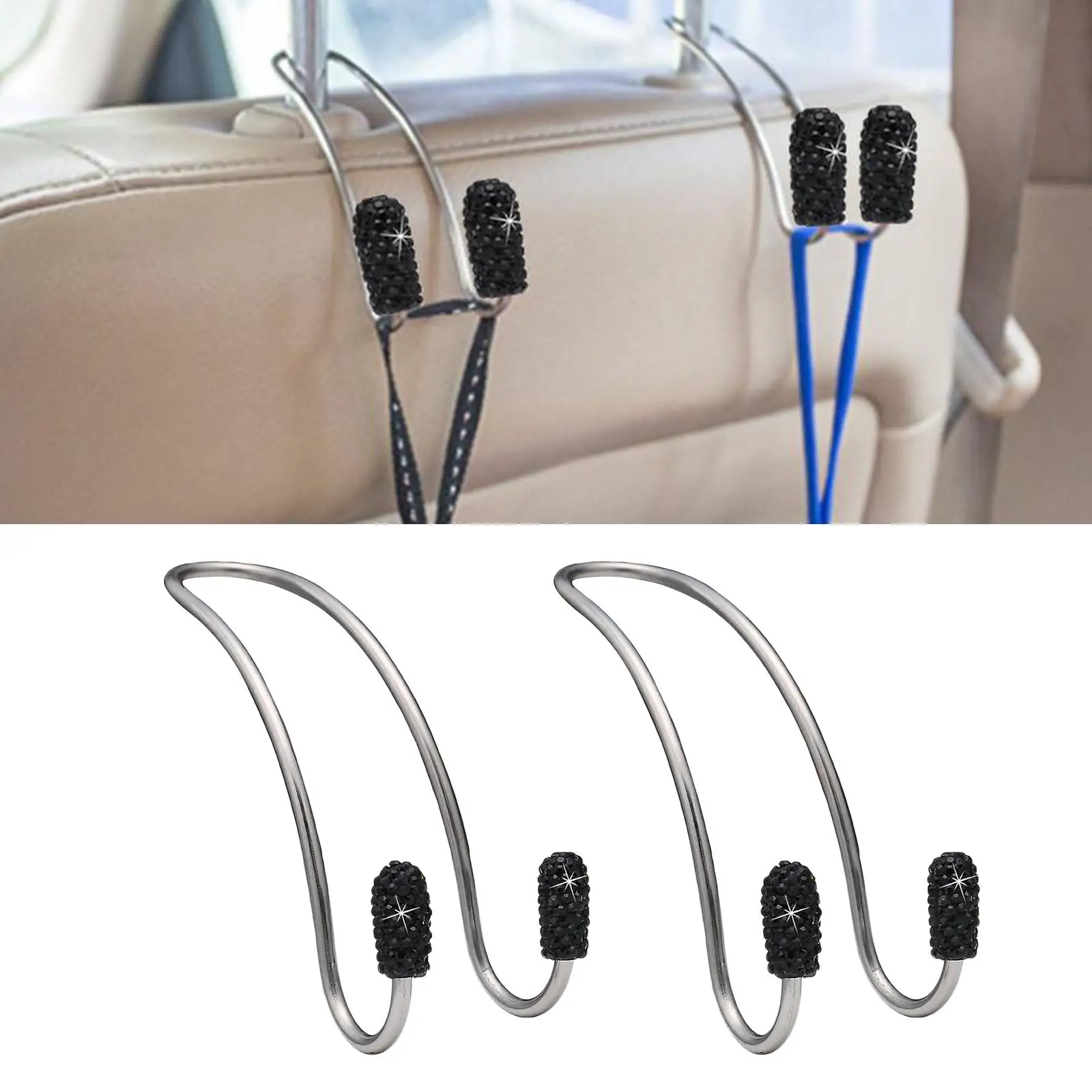 2 Packs Auto Hooks Car Hangers Organizer Seat Headrest Hooks Hanger Storage Universal for Vehicle