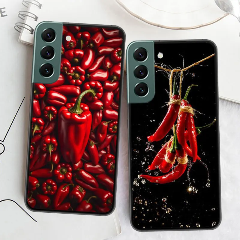 Taste The Flavor of Chili Peppers Phone For Samsung Galaxy S24 S22 Ultra S21 Plus S20 S23 S24 FE Case S10 5G S10E S9 Cover Silic