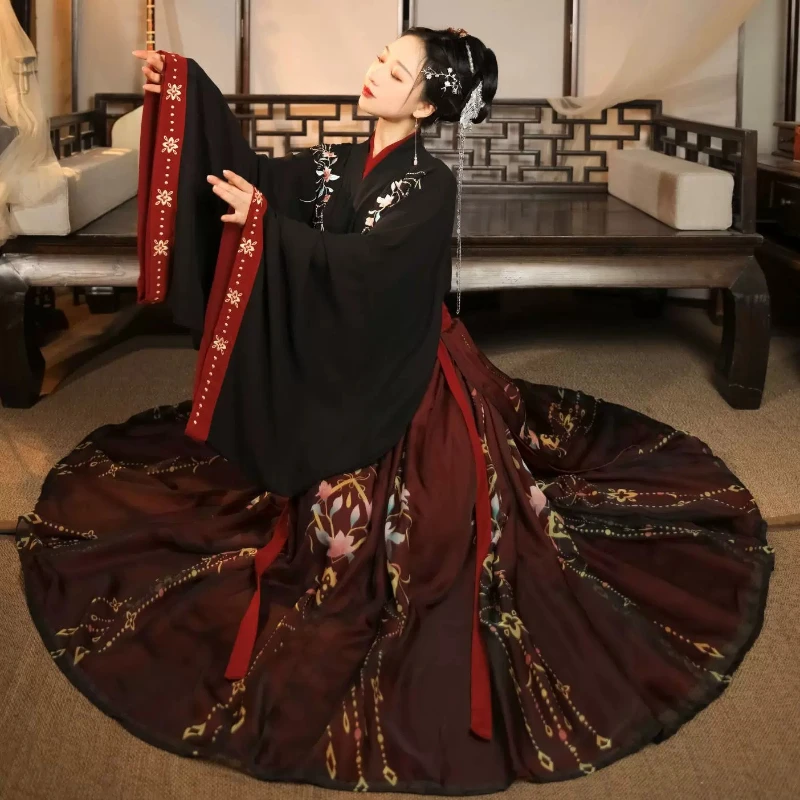 Chinese Traditional Hanfu Costume Woman Ancient Han Dynasty Dress Oriental Princess Dress Lady Elegance Tang Dynasty Dance Wear