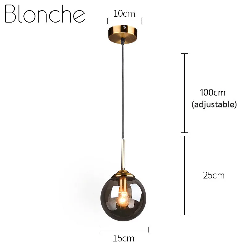 Noridic Led Pendant Lights Loft Hanging Lamp Gold Glass Light Fixtures for Living Room Bedroom Kitchen Luminaire Home Decor E14