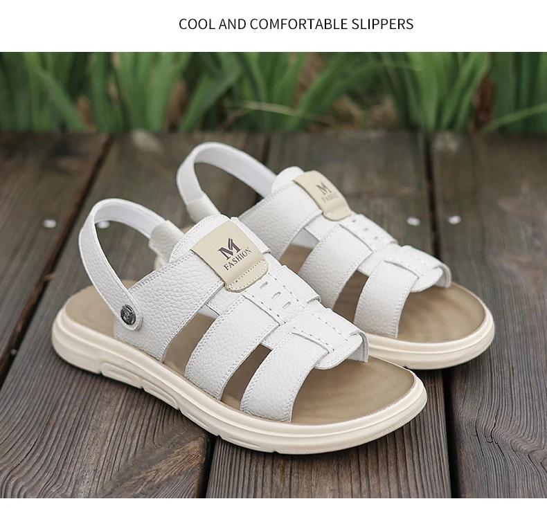 Herren Casual Leder-Strandsandalen Sommer Neue Atmungsaktive Leichte Rutschfeste Weichsohlige Slides für Spaziergänge und Outdoor-Sport – Detail 14