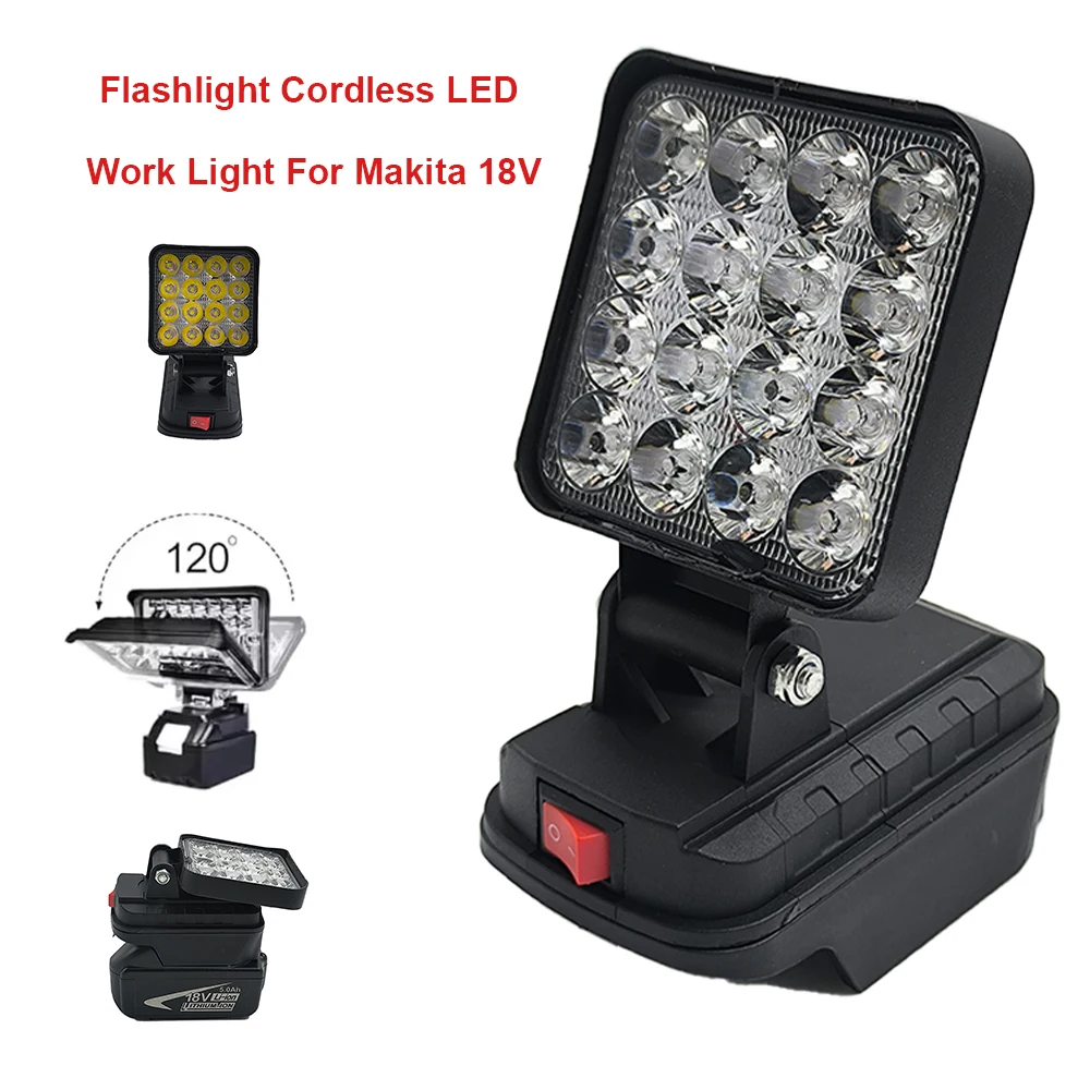 

3 inch Cordless LED Work Light For Makita 14.4V-18V Li-ion Battery Lantern Outdoor Flashlight Camping Lamp Emergency Lighting