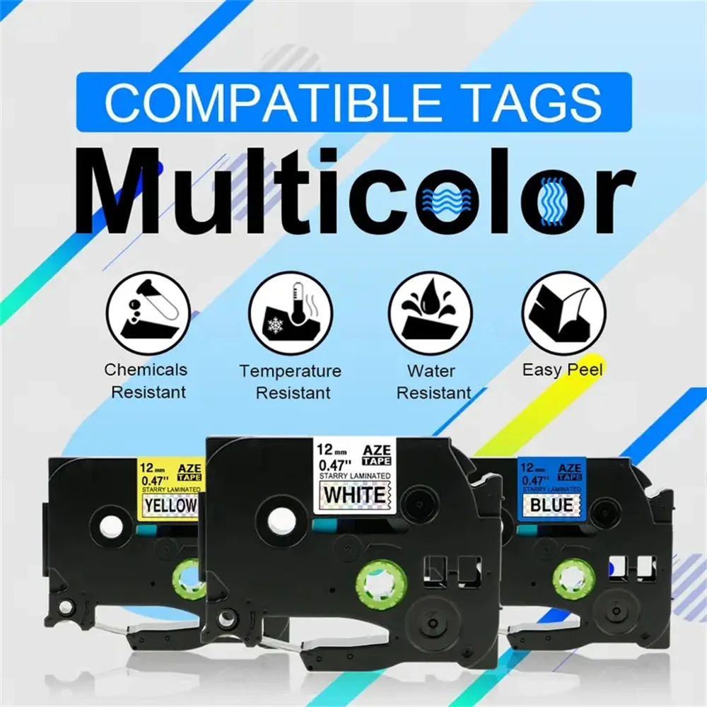5pcs TZe-231L2 Tze131L1 12mmx8m Laser Grid Glitter Sparkling Label Tape Compatible Brother PT-D210 PT-H110 PT-e115