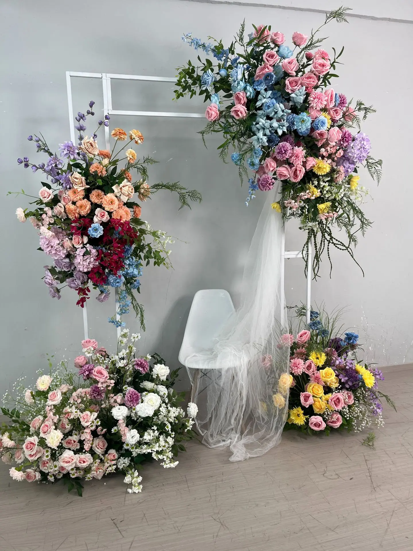 Künstliche Morandi-Farbige Blumenkugel für Hochzeitsbühnen, KT-Board-Hintergrundwand, Blumendekoration, Kunstblumen für Events und Partys, Großhandel – Detail 3