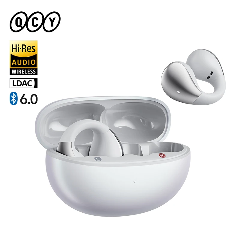 QCY Crossky C30S Open oordopjes, draadloos, Bluetooth 6.0, clip-on, LDAC Hi-Res audio, dubbele verbinding, 40 uur speeltijd, IPX5, sport-/hardloopoordopjes