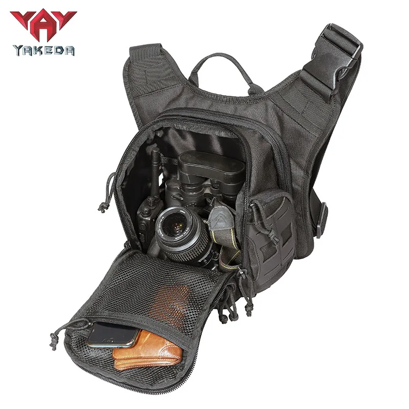 YAKEDA Tactical Chest Shoulder Bag Camera Handbags MOLLE System 600D Nylon Outdoor Cycling Hunting Military Crossbody Bags 15L