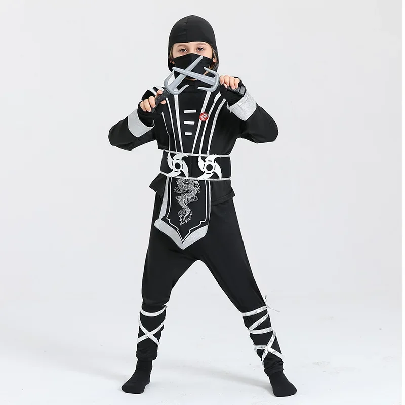 Disfraz de Ninja Deluxe con accesorios de arma para niños, traje de kung fu, regalos de ideas, juguetes de bayoneta, disfraz de Halloween de Ninja samurái