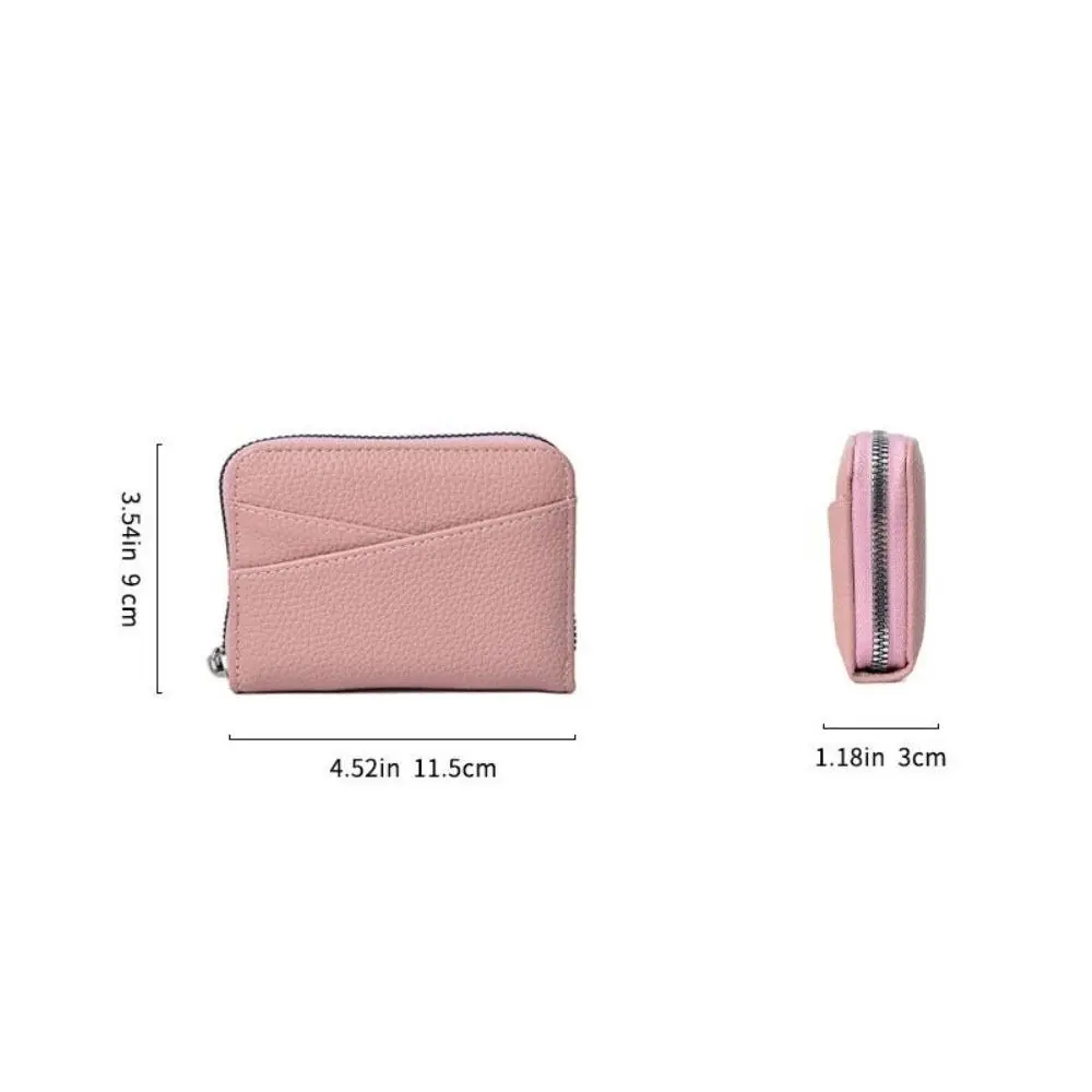 Simple Short PU Leather Wallet Multiple Card Slots Japanese Coin Pouch Large Capacity Solid Color Organ Card Holder Outdoor